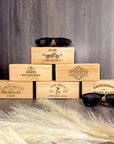 Personalised Unisex Wooden Polarised Sunglasses & Bamboo Box, Custom Engraved Logo Eyeware Glasses Case, Groomsman Dad Gift Wedding Favour