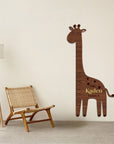 Custom 3D Raised Name Wooden Giraffe Height Chart, Personalised Laser Cut & Engraved Family Growth Metric Ruler Record, Nursery Wall Decor