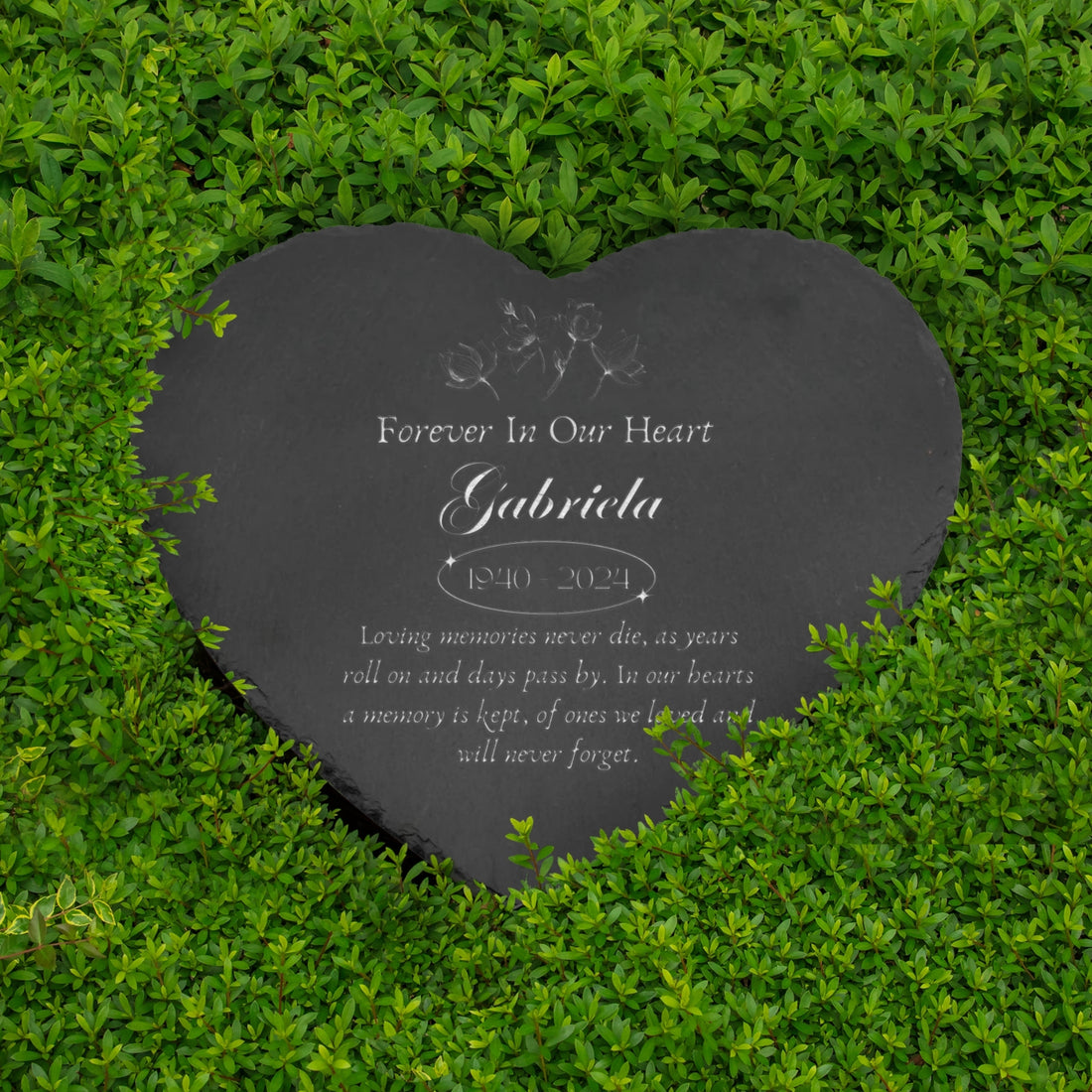 Personalised Memorial Heart Slate Sign, Custom Engraved In Loving Memory Garden Stone, Funeral Cemetery Plaque, Loss of Loved One Pray Gift