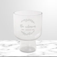 Personalised Compote Clear Glass Vase, Custom Engraved Memorial Wedding Gift for Bridesmaid, Mother of Bride/ Groom, Housewarming, Anniversary