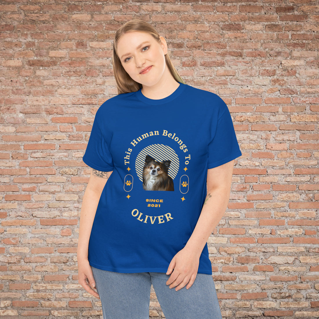 Customise Your Pet Photo Unisex T-shirt - This Human Belongs To