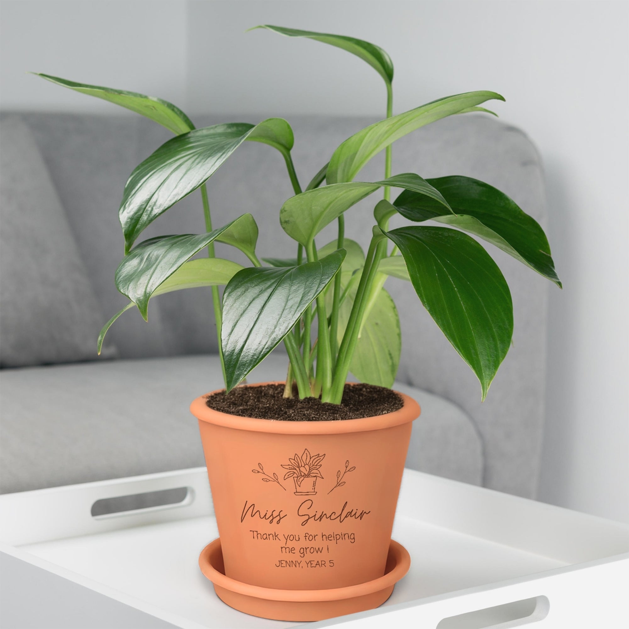 large personalised terracotta plant pots Custom Etched Teacher Thank You Terracotta Plant Pot & Saucer, Personalised Name Graduation Growth Flower Planter Birthday Garden Decor Gift – Yoonek Gifts