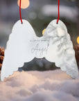 Personalised Remembering Angel Wings Christmas Mirror Acrylic Ornament, Custom Etched Name Forever In Our Heart In Loving Memory Tree Bauble