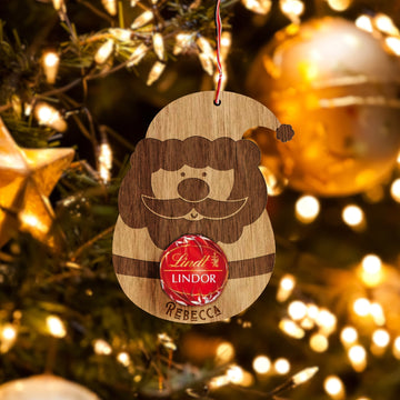 Personalised Lindt Chocolate Holder Ornament, Christmas Decoration, Reindeer, Santa, Gingerbread Man Present Baubles, Kid, Teacher Gift Tag
