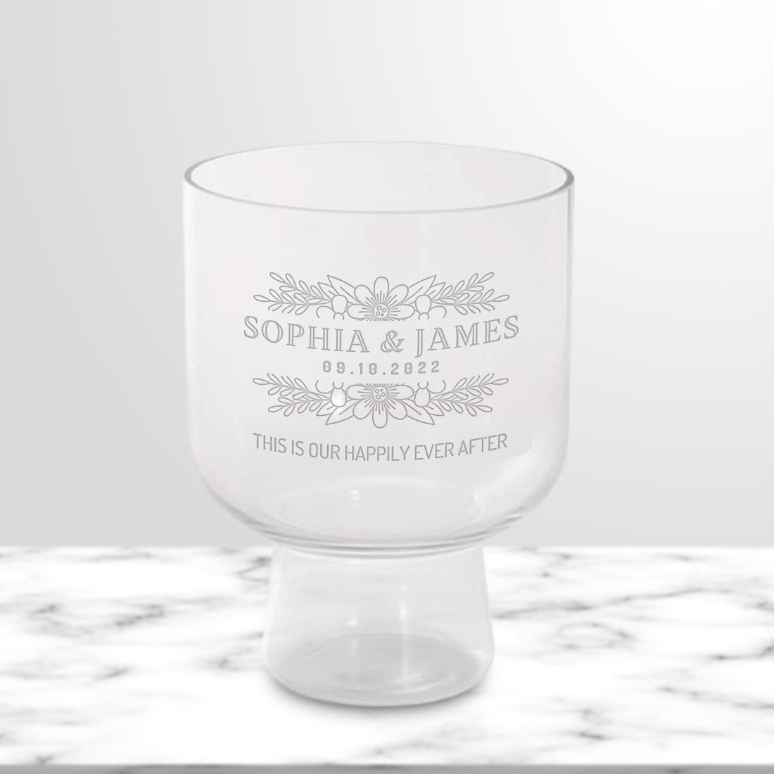 Personalised Compote Clear Glass Vase, Custom Engraved Memorial Wedding Gift for Bridesmaid, Mother of Bride/ Groom, Housewarming, Anniversary
