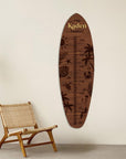 Custom 3D Raised Name Wooden Surfboard Height Chart, Personalised Laser Cut & Engraved Family Growth Metric Ruler Record, Nursery Wall Decor