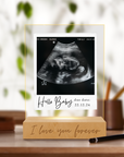 Custom 3D Ultrasound Photo & Name LED Sign, Personalised Acrylic Hello Baby Scan Photo Plaque, Nursery's Night Light, UV Printed Table Lamp Room Decor, 1st Birthday Gift