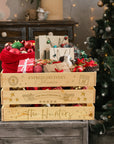 Personalised Christmas Eve Large Wooden Crate, Customised Santa Kid Toy Box Deco First Xmas Present Family Tradition Corporate Gift Storage