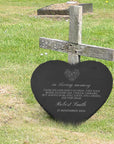 Personalised Memorial Heart Slate Sign, Custom Engraved In Loving Memory Garden Stone, Funeral Cemetery Plaque, Loss of Loved One Pray Gift