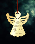 Personalised Angel Christmas Tree Ornament, Heaven Memorial Mirror Acrylic Engraved Custom Name Forever In Our Heart, In Loving Xmas Baubles