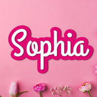Custom Made Acrylic 3D Double Layered Barbie Script Name Sign, Personalised Kid Names Plaque, Nursery Wall Decor, Gold Mirror Baptism, Christening, Wedding, Event Party Signage