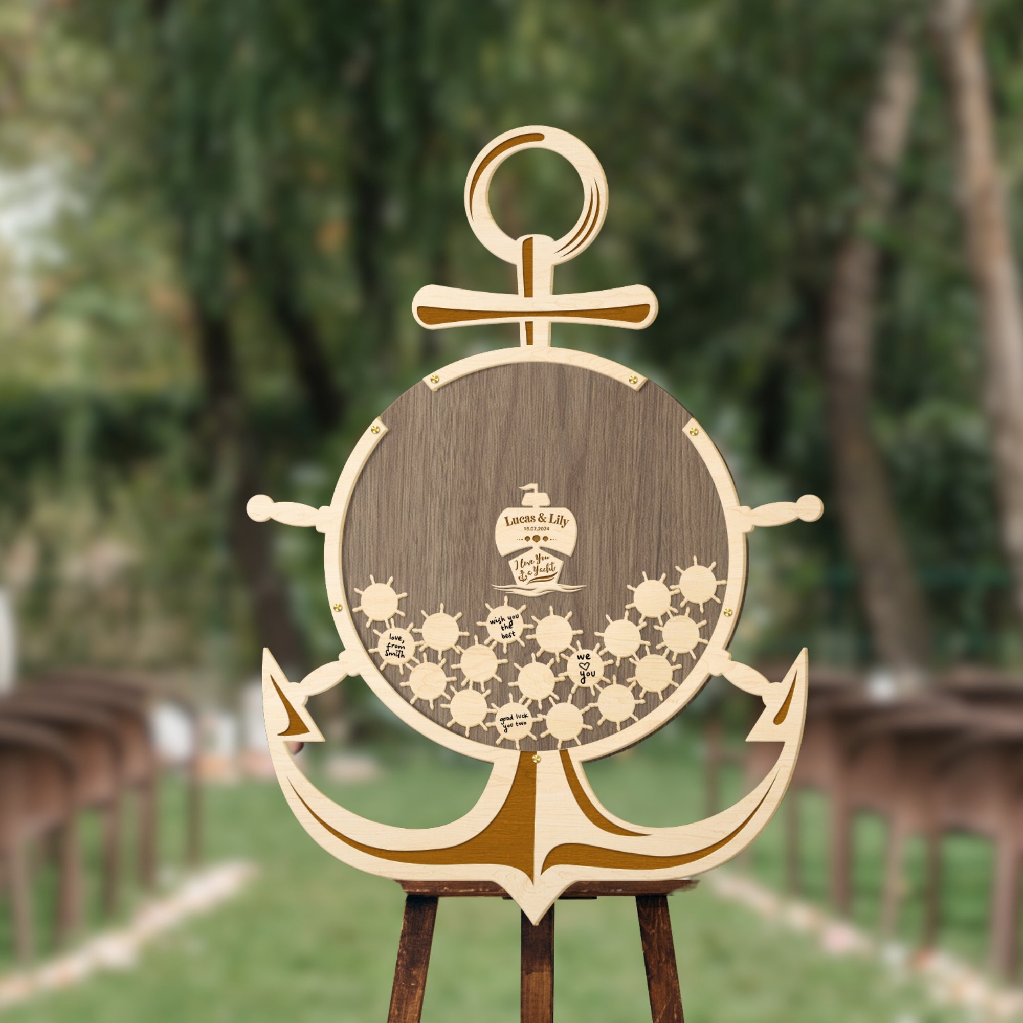 Custom Made Plywood Anchor Wedding Drop Box, Personalised Name Date Ship Helm Guest Book Alternative, Birthday, Anniversary Stationery Decor