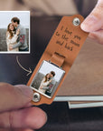 Personalised Photo & Message Leather Keychain, Customised Key Tag, Drive Safe Keyrings, Groomsman, Mom Dad, Corporate Gift , Wedding Favours