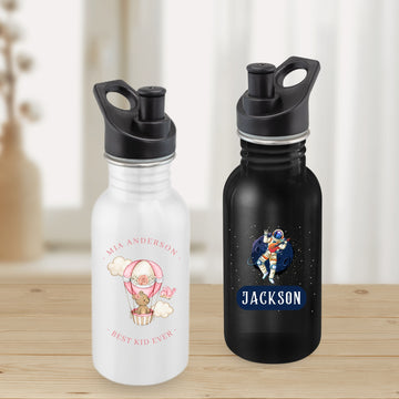 Personalised 500ml Stainless Steel Kid's Water Bottle, Custom UV Printed Logo Preschool/ Sport/ Daycare/ Travel Drinking Bottles, Corporate/ Birthday Gift