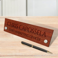 Custom Engraved Standoffs Wooden Desk Name Plate, Personalised Plywood Professional New Job Title Sign, Office Accessory, Title Banner, Job Role Quote Plaque