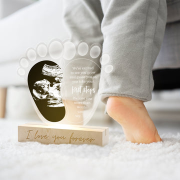 Personalised 3D Acrylic Wooden LED Sonogram Photo, Custom Ultrasound Night Lamp, Nursery Decor, Baby Shower, New Parents, Mother's Day Gift