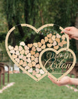 Custom Made Plywood Double Heart Shape Wedding Drop Box Rustic Personalised Name Date Birthday Guest Book Alternative Stationery Table Decor