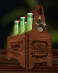 Custom Made Laser Cut & Engraved Wooden 6 Pack Beer Carrier, Personalised Wooden Name/ Logo Bottle Caddy Box, Father's Day, Groomsmen Gift for Him