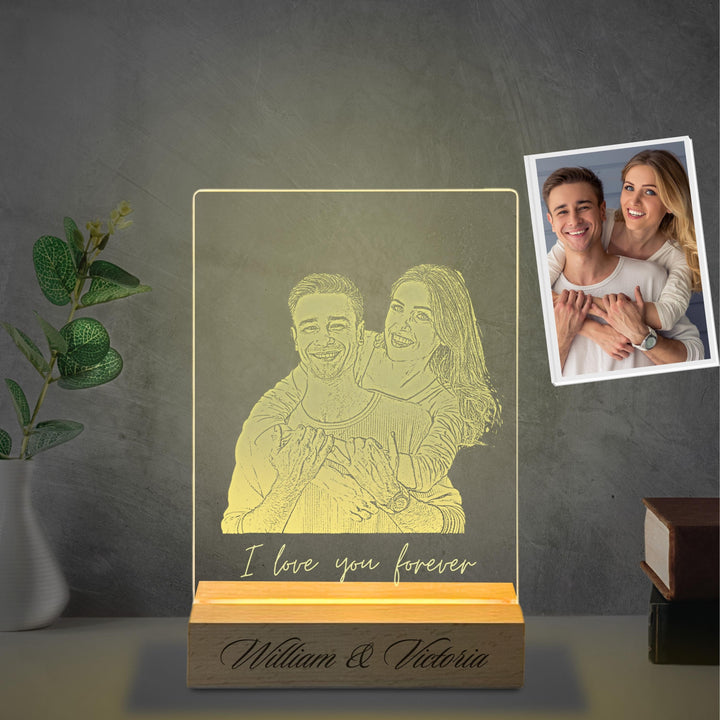 Personalised Acrylic Photo Lamp, Engraved 3D Family, Couple, Pet, Baby Picture Night Light, Custom Logo LED Table Light Room Decor, Anniversary, Wedding, Birthday Gift
