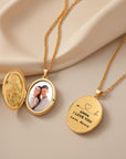 Personalised Photo & Message Oval Locket Necklace, In Loving Memory Bridal Floral Charm, Custom Quotes Pendant, Wedding, Mother's Day Gift