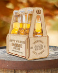 Custom Made Laser Cut & Engraved Wooden 6 Pack Beer Carrier, Personalised Wooden Name/ Logo Bottle Caddy Box, Father's Day, Groomsmen Gift for Him