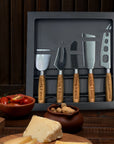 Personalised Fines Food Wooden Cheese Knife Set 5 Pieces, Custom Engraved Serving Charcuterie Spreader, Birthday Corporate Housewarming Gift