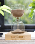 Personalised Glass Hourglass Timer with Wooden Base