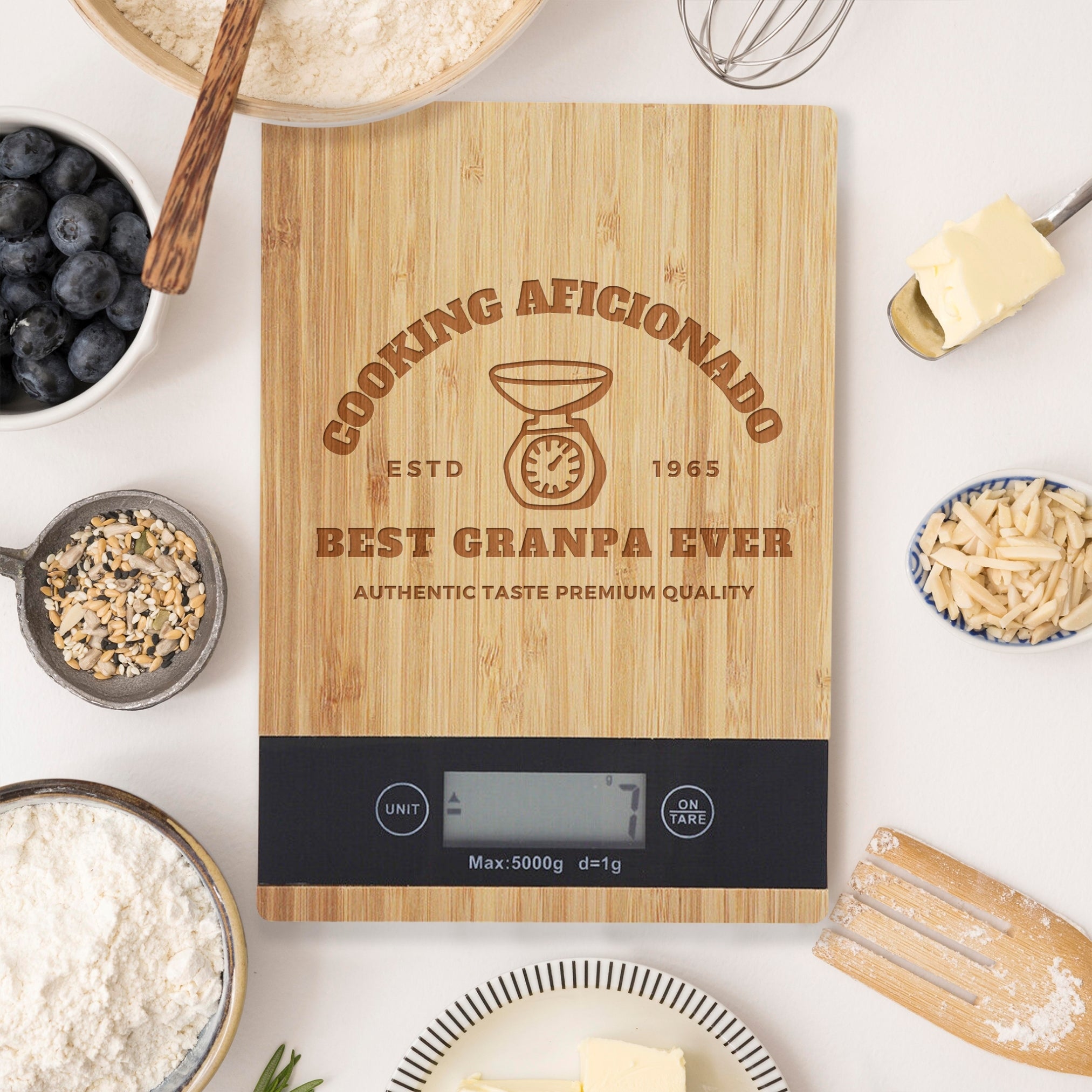 Custom Engraved Bamboo Kitchen Scale, Personalised Digital Electronic ...