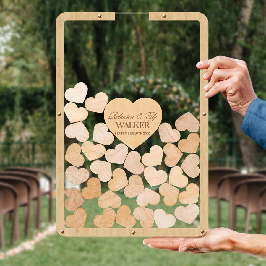 Custom Made Laser Cut Plywood & Acrylic Rectangle Wedding Heart Drop Box, Rustic Personalised Guest Book Alternative, Stationery Table Decor