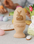 Personalised Wooden Easter Bunny Egg & Shot Holder, Custom Engraved Rabbit Cup, First Birthday, Baby Memory Baptism Keepsake, Christmas Gift