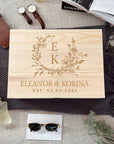 Personalised Couple Names Wedding Wooden Wreath Keepsake Box, Custom Engraved Memory Engagement Treasure Storage, Anniversary Gift