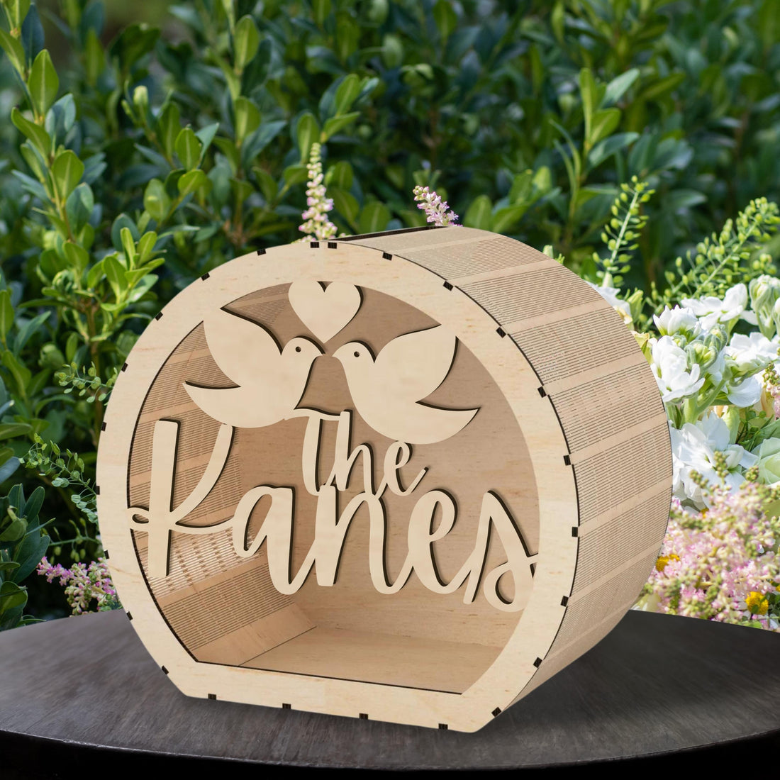 Custom Made Laser Cut Plywood Wishing Well Box, Personalised Name & Date Money, Envelope, Card Boxes, Rustic Wedding Memory Keepsake Gift