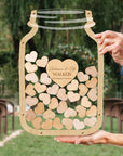 Custom Made Laser Cut Plywood & Acrylic Jar Shape Wedding Heart Drop Box, Rustic Personalised Guest Book Alternative, Stationery Table Decor