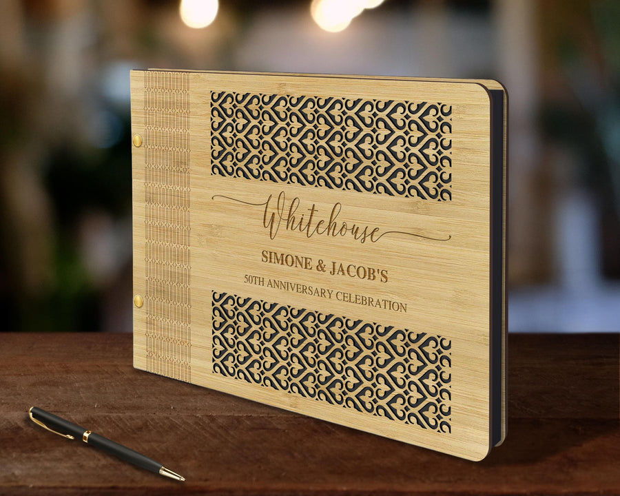 Custom Laser Cut & Engraved Wooden Wedding Guest Book, Personalised Plywood Alternative/ Traditional Birthday Guestbook Keepsake, Rustic/ Vintage Party Decor