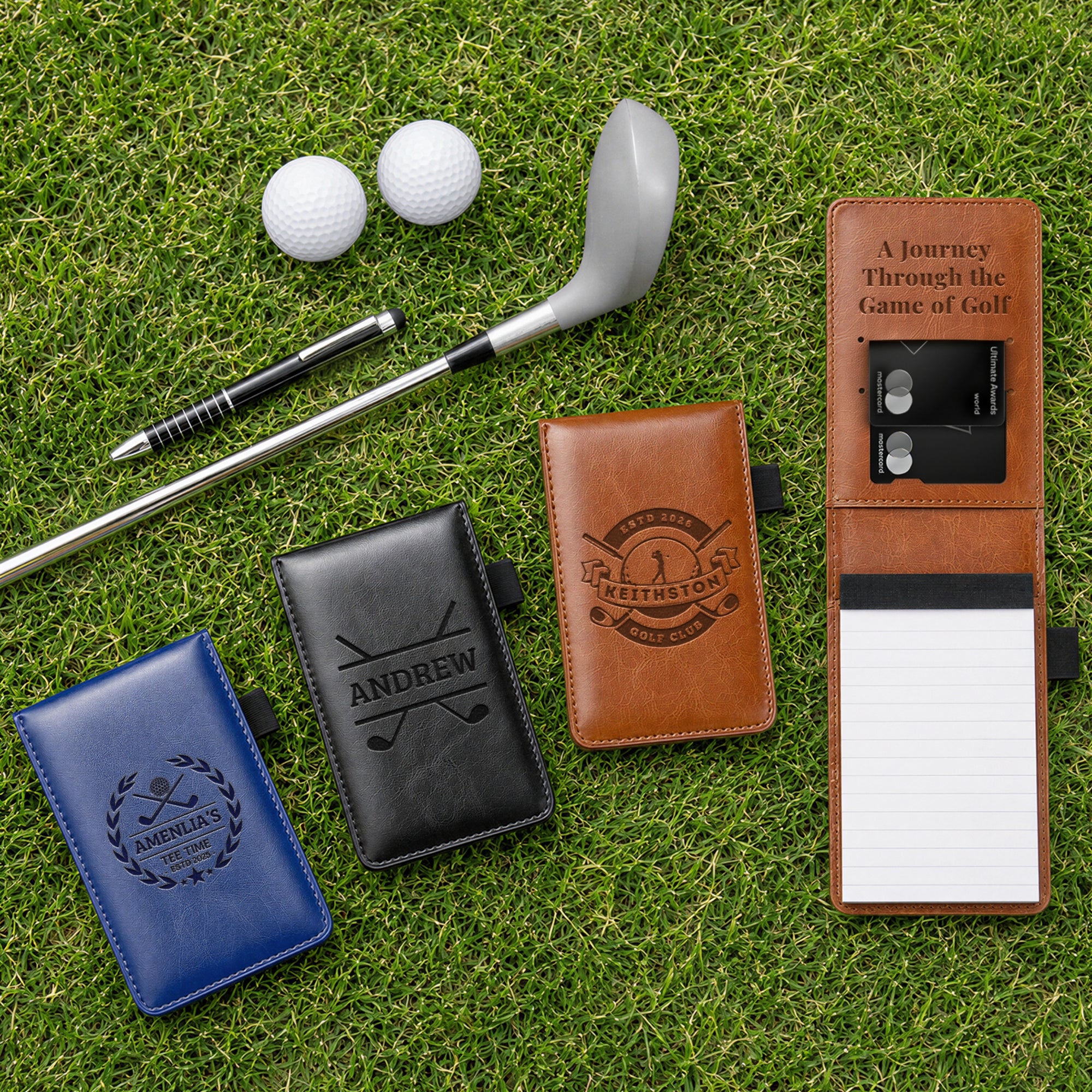 Custom Engraved Leatherette A7 Small Pocket Notebook/ Golf Scorecard Holder