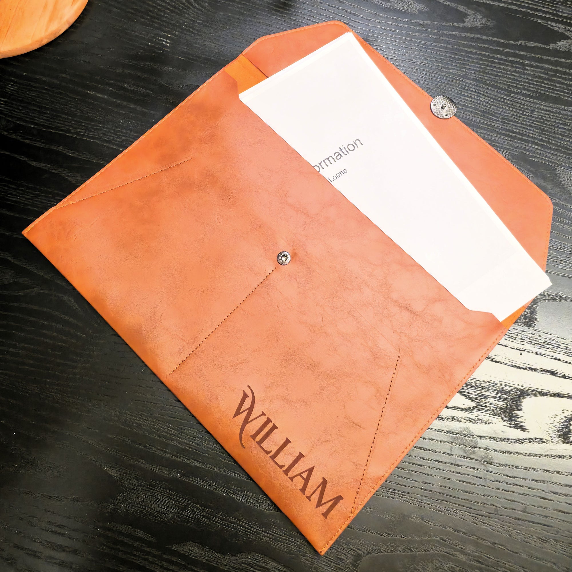 Custom Engraved Leatherette A4 Business Folder/ Document Bag