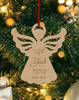 Personalised Angel Christmas Tree Ornament, Heaven Memorial Mirror Acrylic Engraved Custom Name Forever In Our Heart, In Loving Xmas Baubles