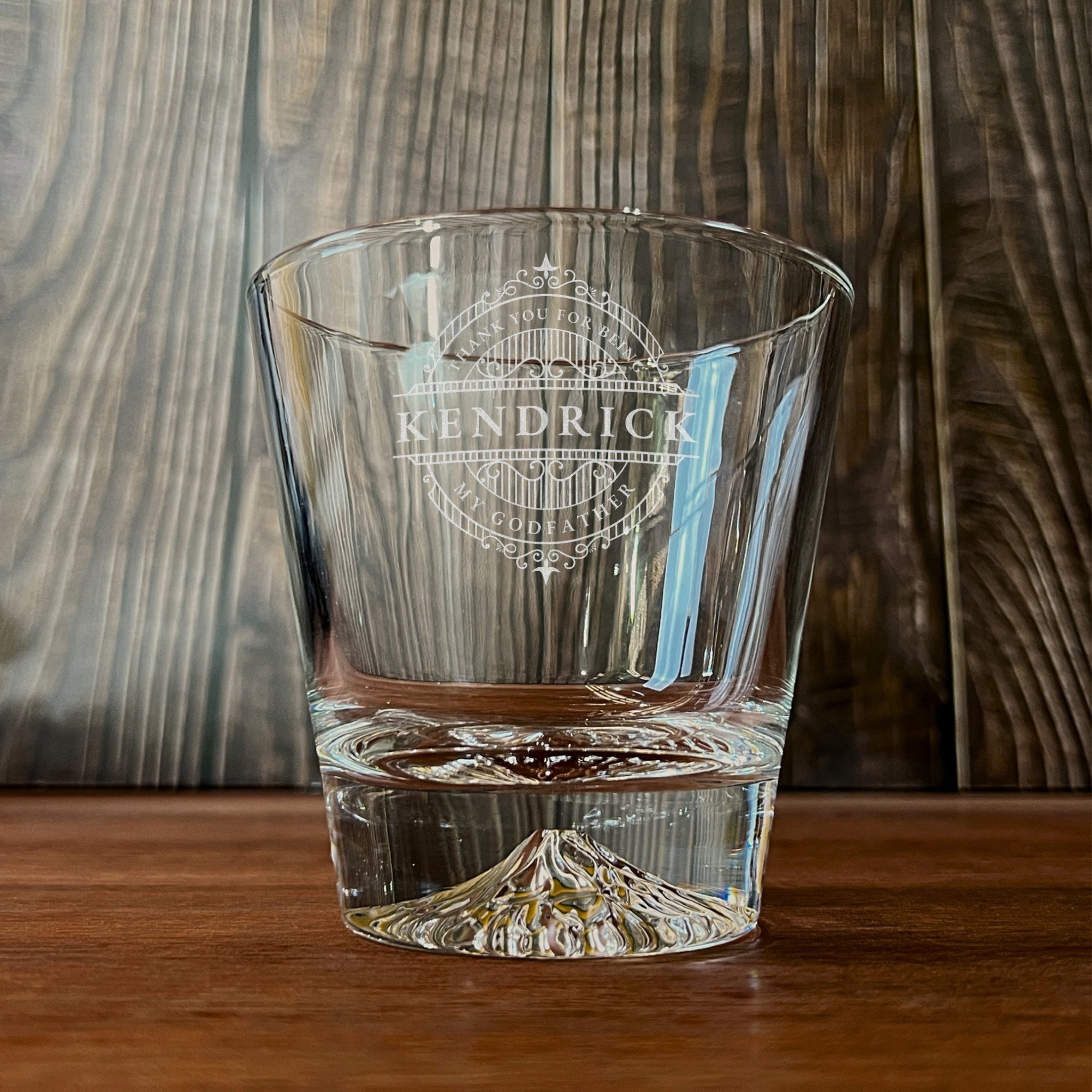 Personalised 280ml Whiskey Rock Mountain Thick Bottom Glass, Custom Engraved Scotch Tumbler, Corporate Housewarming Wedding, Groomsmen Gift