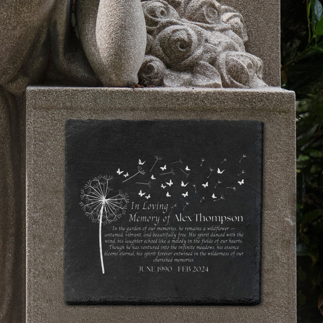 Personalised Memorial Square Slate Sign, Custom Engraved In Loving Memory Garden Stone, Funeral Cemetery Plaque, Loss of Loved One Pray Gift