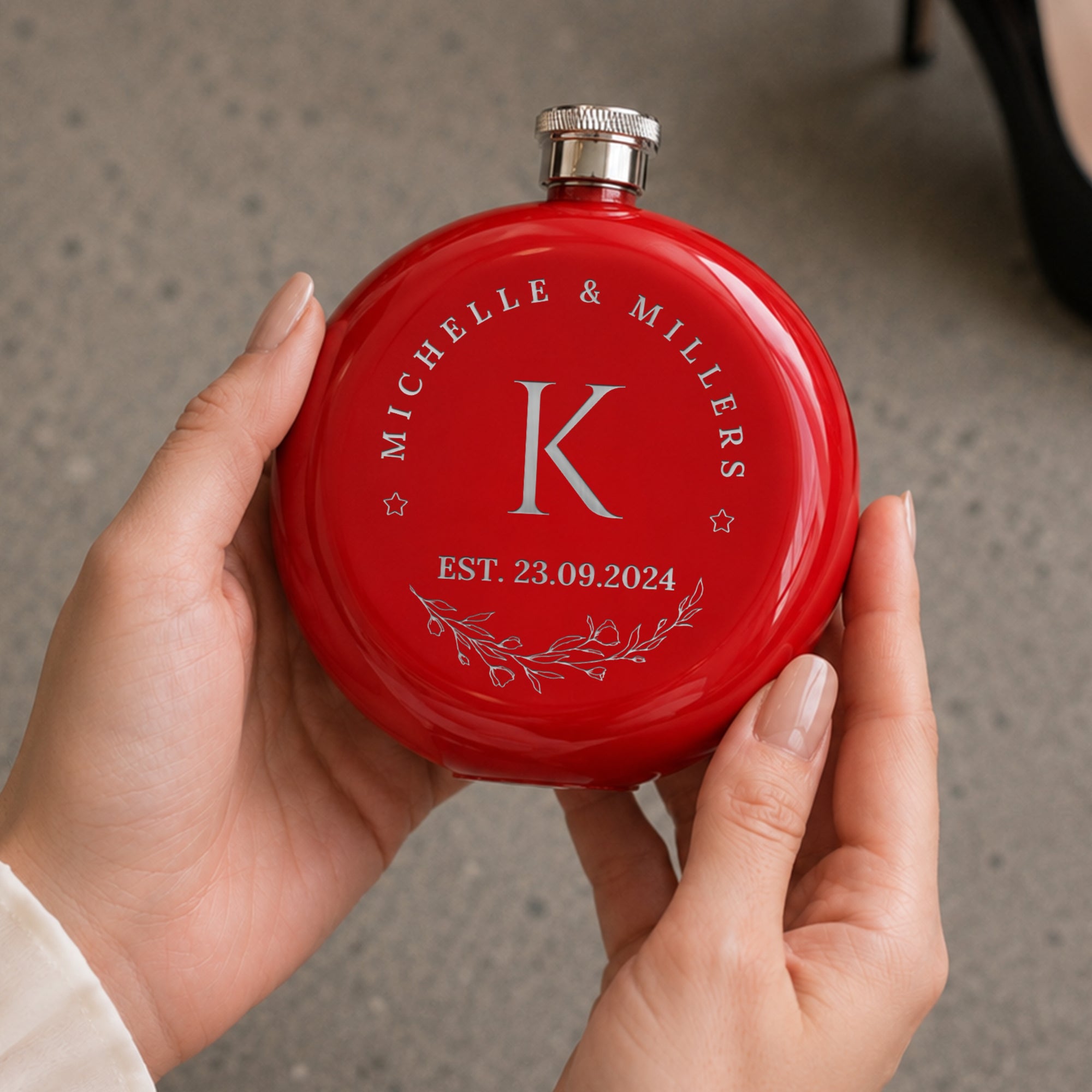 Personalised 5oz Round Hip Flask Gift Box Set for Men