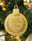 Personalised Mirror Acrylic/ Wooden Christmas Tree Ornament, Engraved Custom Name Mr&Mrs First Xmas New Home, Married, Engaged Baubles, Tree Gift Tag Decor