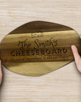 Personalised Acacia Wood Cheese Organic Serving Board Custom Engraved Cutting Chopping Tray Charcuterie Platter, Housewarming Corporate Gift