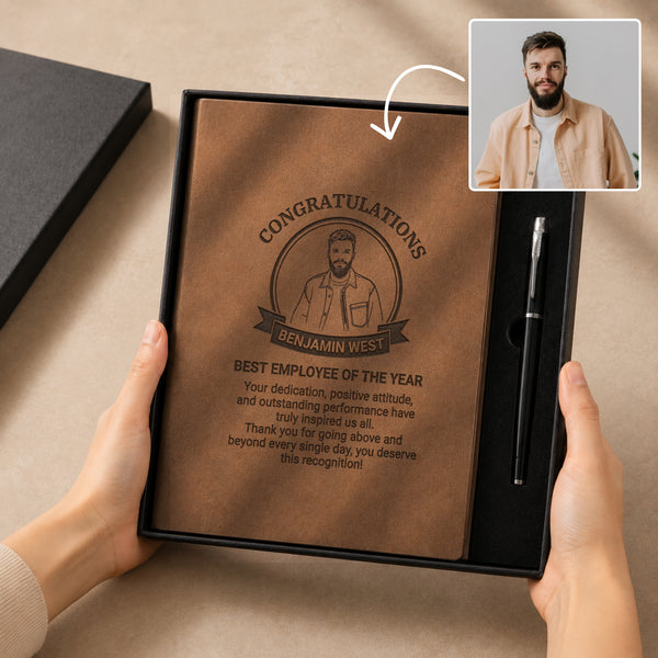 Personalised Engraved Soft Suede B5 Notebook, Pen & Bookmark Charm Gift Box Set
