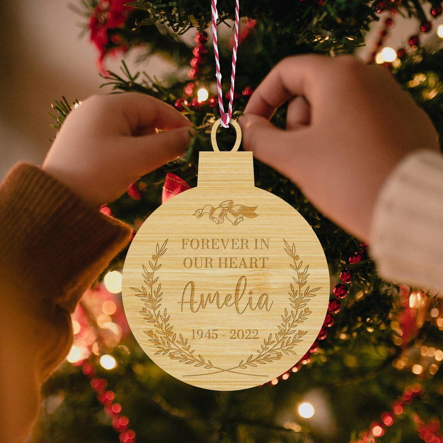 Personalised Mirror Acrylic/ Wooden Christmas Tree Ornament, Engraved Custom Name Mr&Mrs First Xmas New Home, Married, Engaged Baubles, Tree Gift Tag Decor