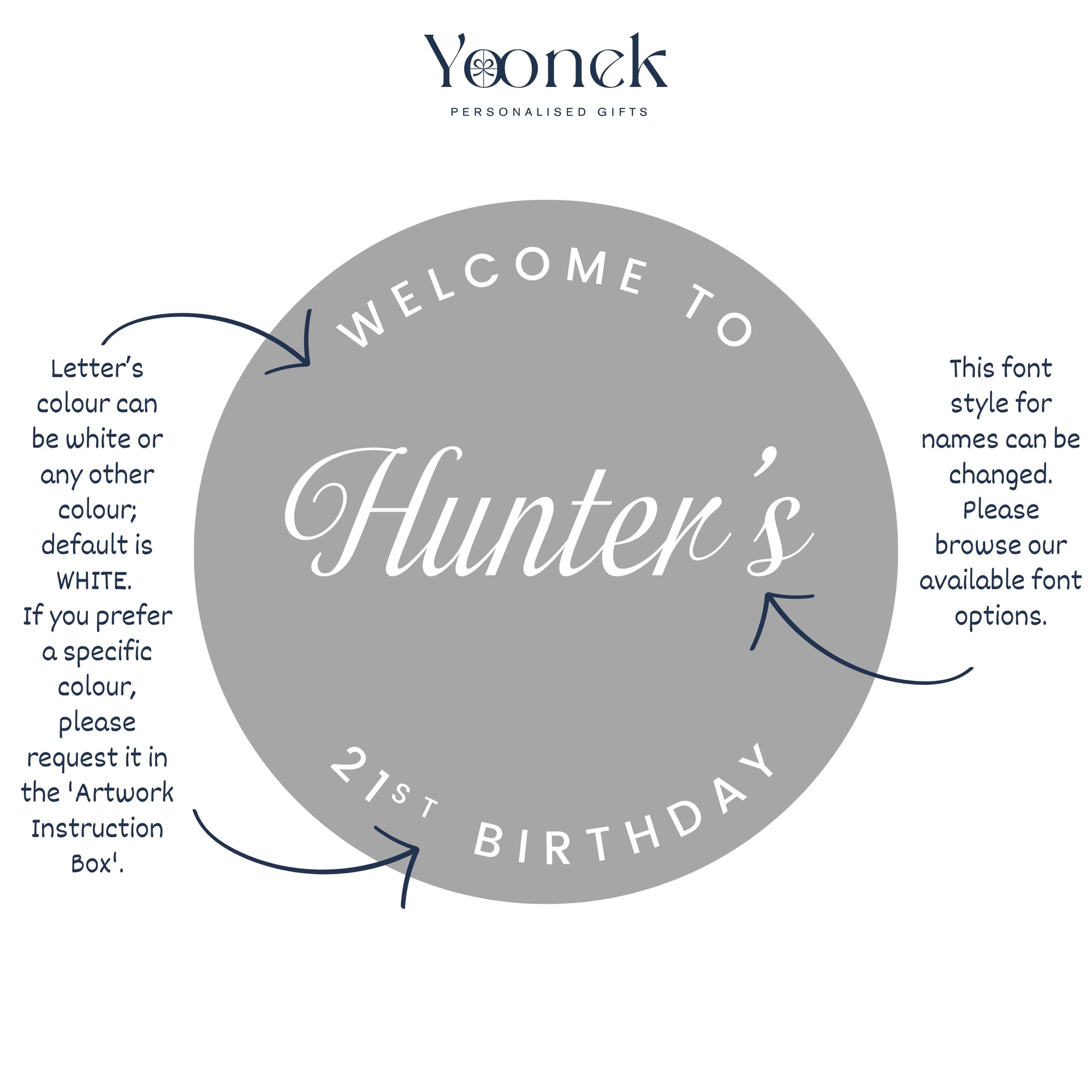 Personalised Names &amp; Date UV-Printed Mirror Acrylic Round Birthday Welcome Sign