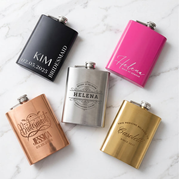 Custom Engraved 8oz Bridesmaid Stainless Steel Hip Flask