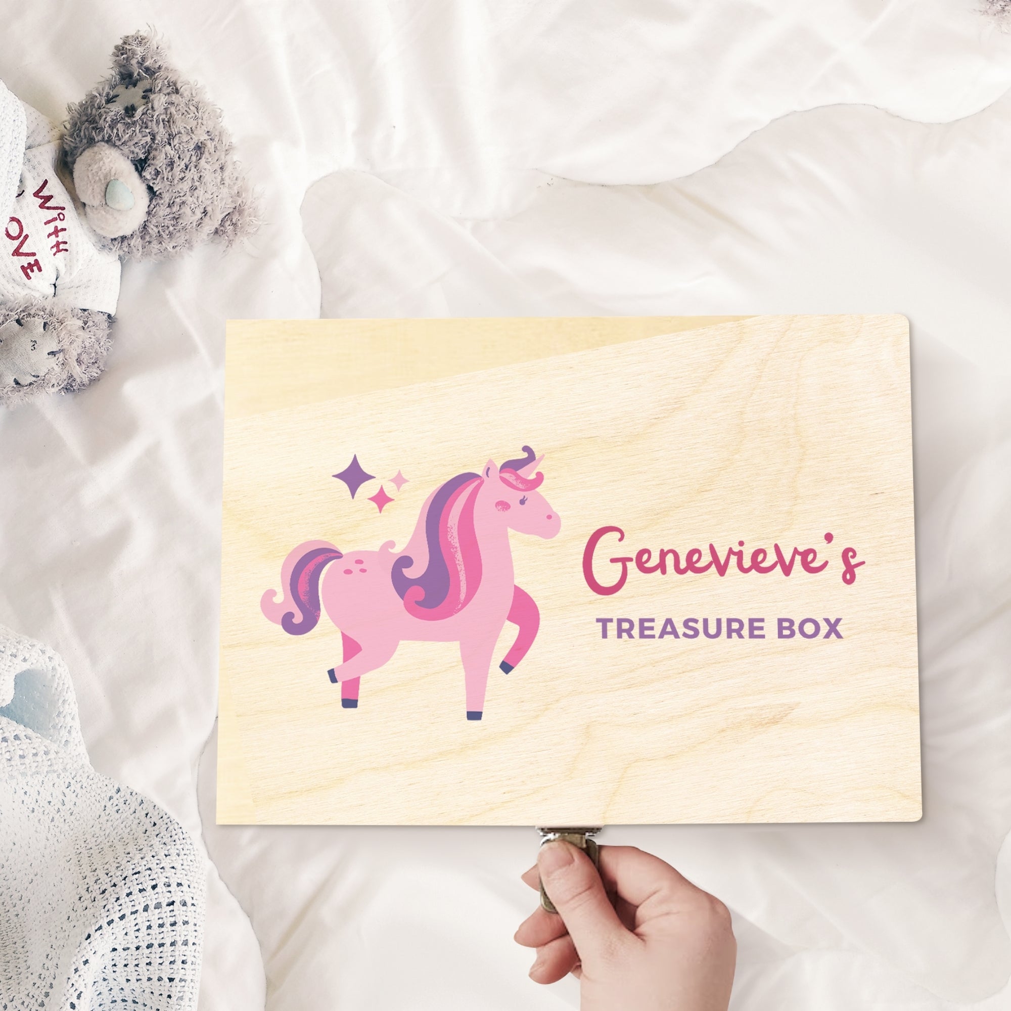 Personalised Baby Girl Wooden Keepsake Box, Custom UV Print Engraved Pine Memory Boxes, Treasure Storage, Nursery First Birthday Shower Gift