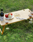 Personalised Bamboo Picnic Table & 6 Crystal Wine Glasses, Engraved Cheese Board Charcuterie Platter, Camping, Anniversary Housewarming Gift