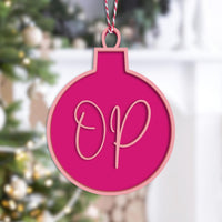 Personalised Double Layer Acrylic Mirror Initials Christmas Bauble, Custom Laser Cut Monogram Hanging Tree Ornament, Xmas Decor, Teacher Gift Tags