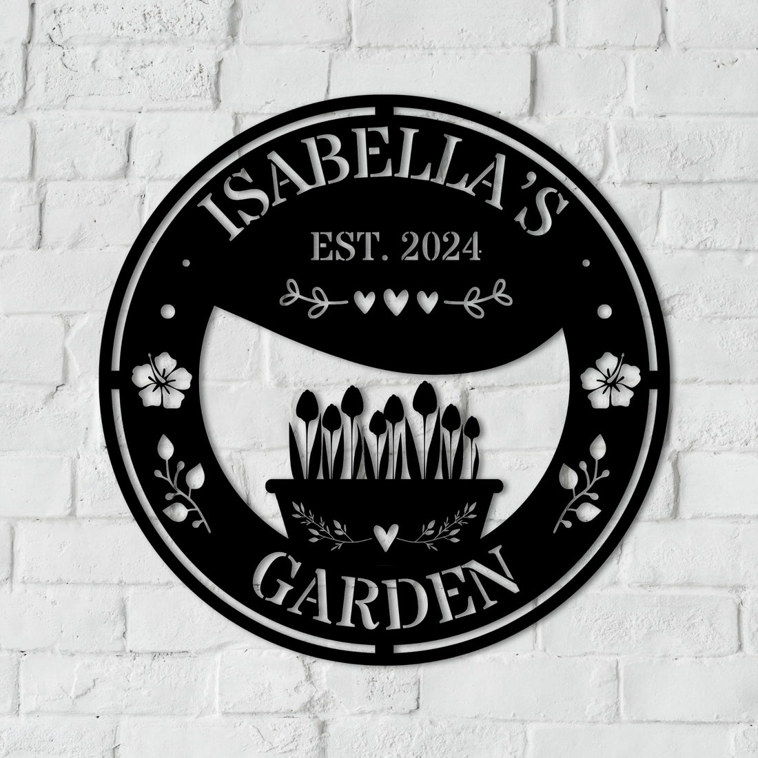 Custom Made Acrylic Garden Hoop Sign, Personalised Lawn, Green House Signage, Flower Bed/ Backyard/ Patio/ Plant Wall Art, Housewarming Gift